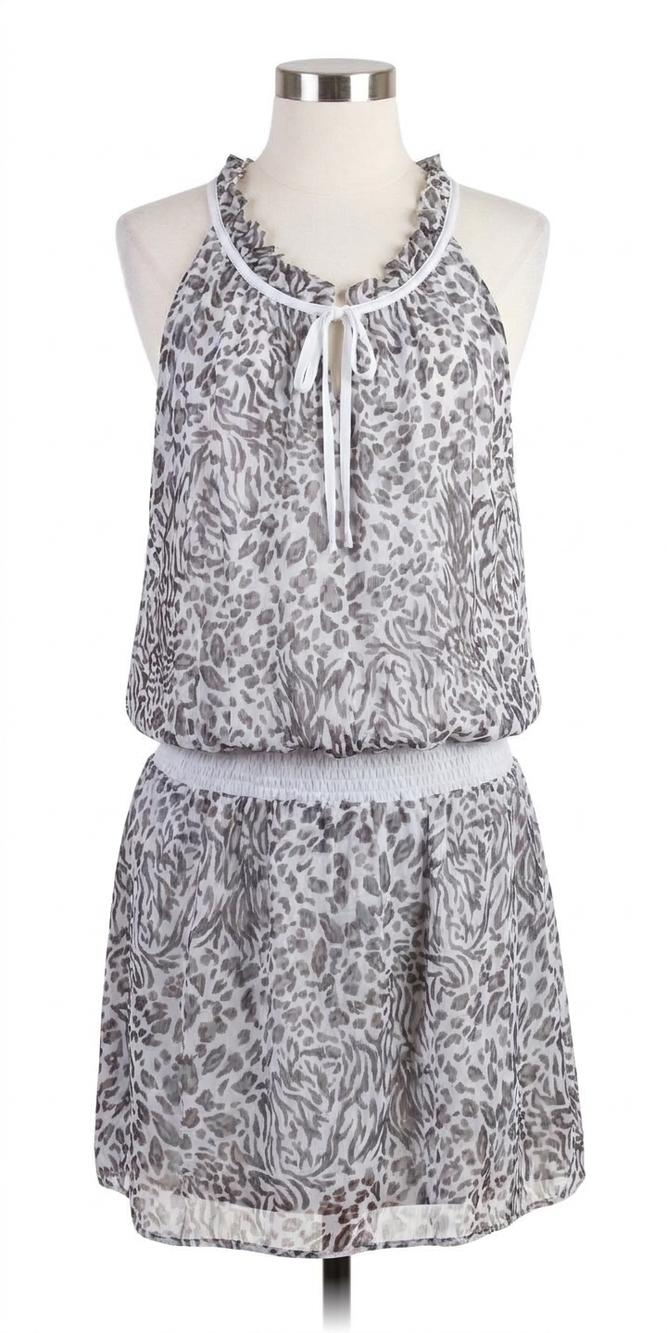 NEW GIGI MODA mariola safari print mini dress in white